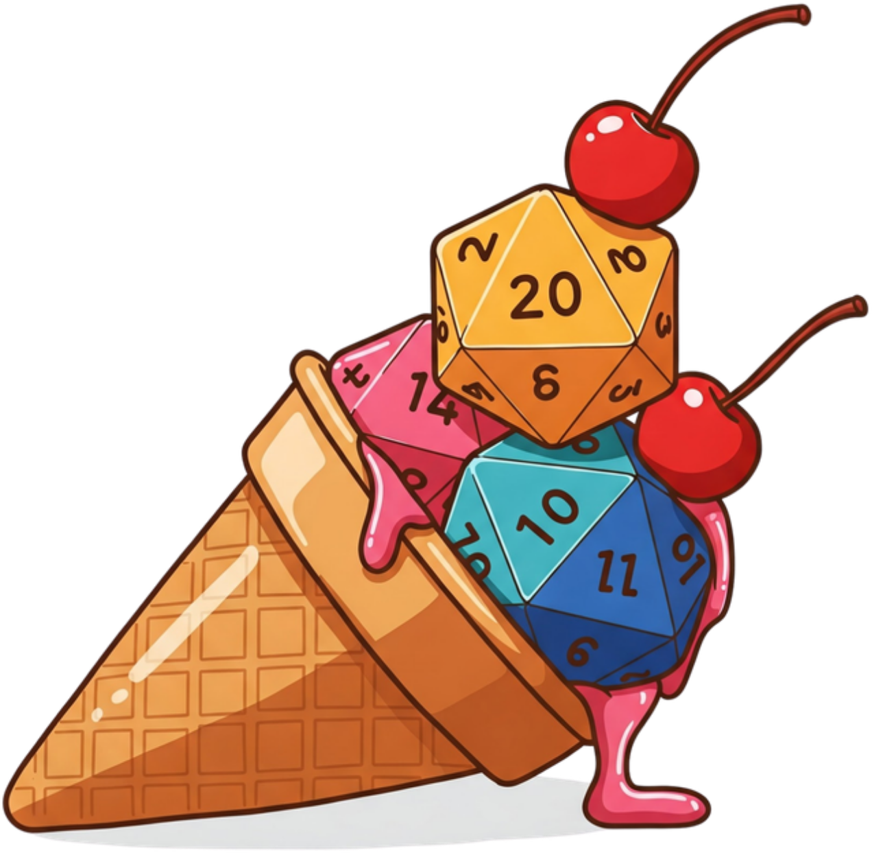 Sundae Games ice cream cone D20 dice logo